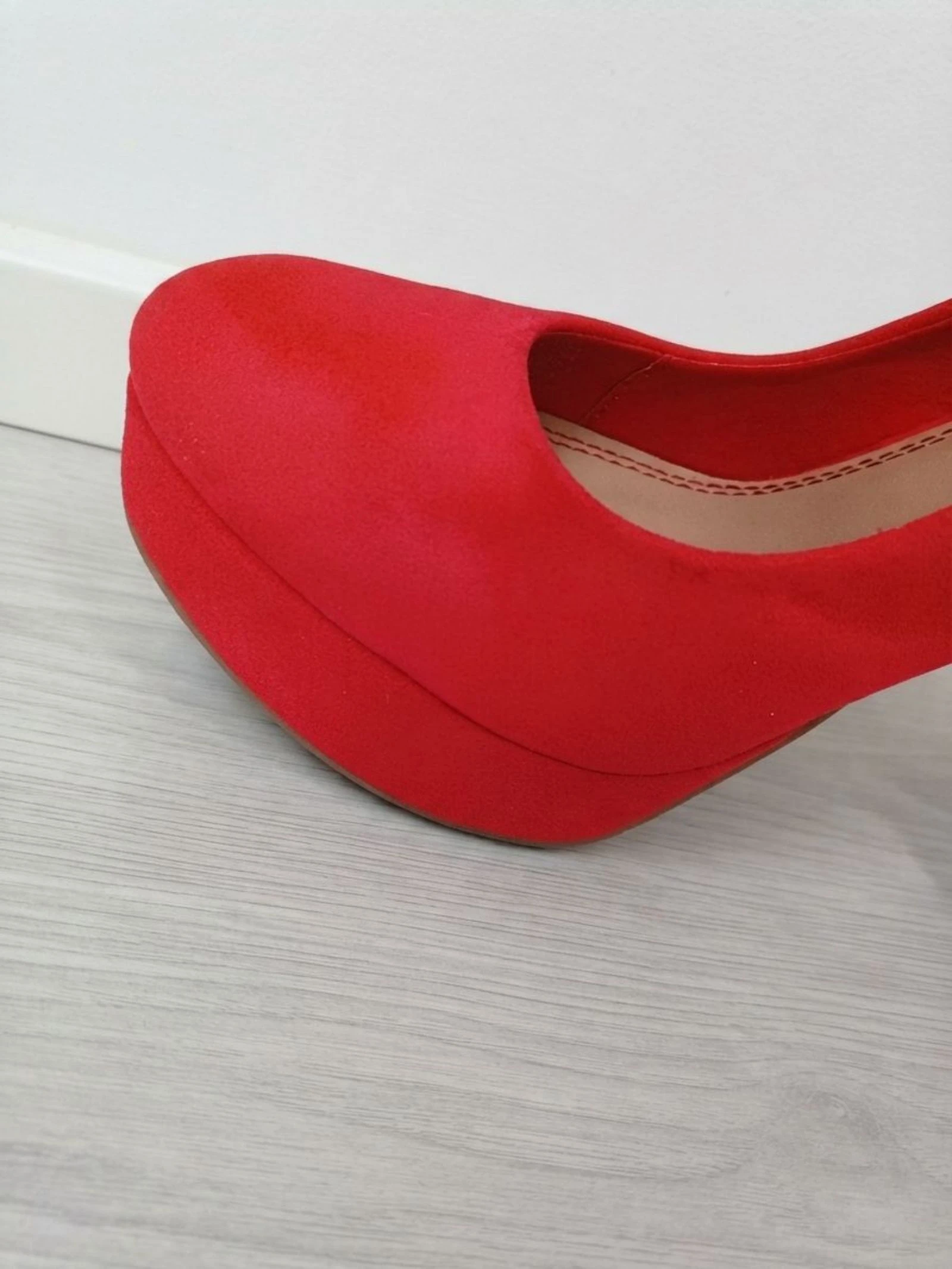 Marypaz Red Suede Platform Heels Chunky Retro Pumps – photo 4